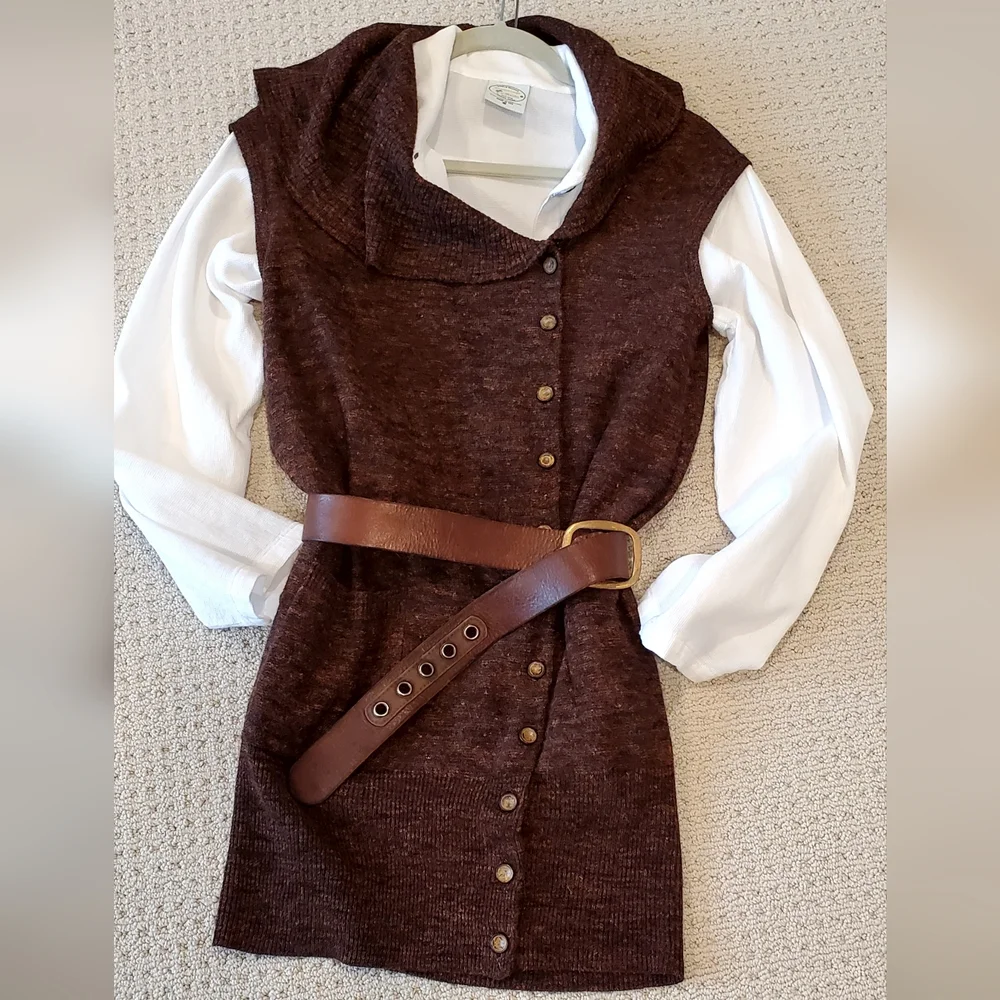 Tracy Reese Wool/Linen Cranberry Black Longline Vest Cardigan Sweater, Med, EUC - Picture 5 of 16